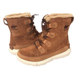 New NoBox Sorel Explorer II Joan Faux Fur Waterproof Boots Brown Suede Leather 7